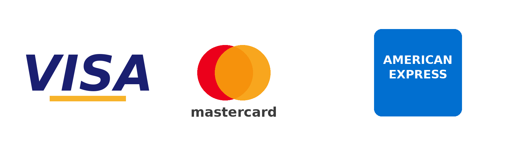 Accepted payment methods: Visa, Mastercard, American Express