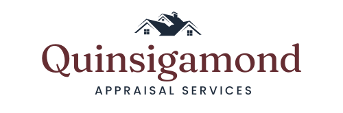 Logo for Quinsigamond Appraisal Services featuring house icon above the text.