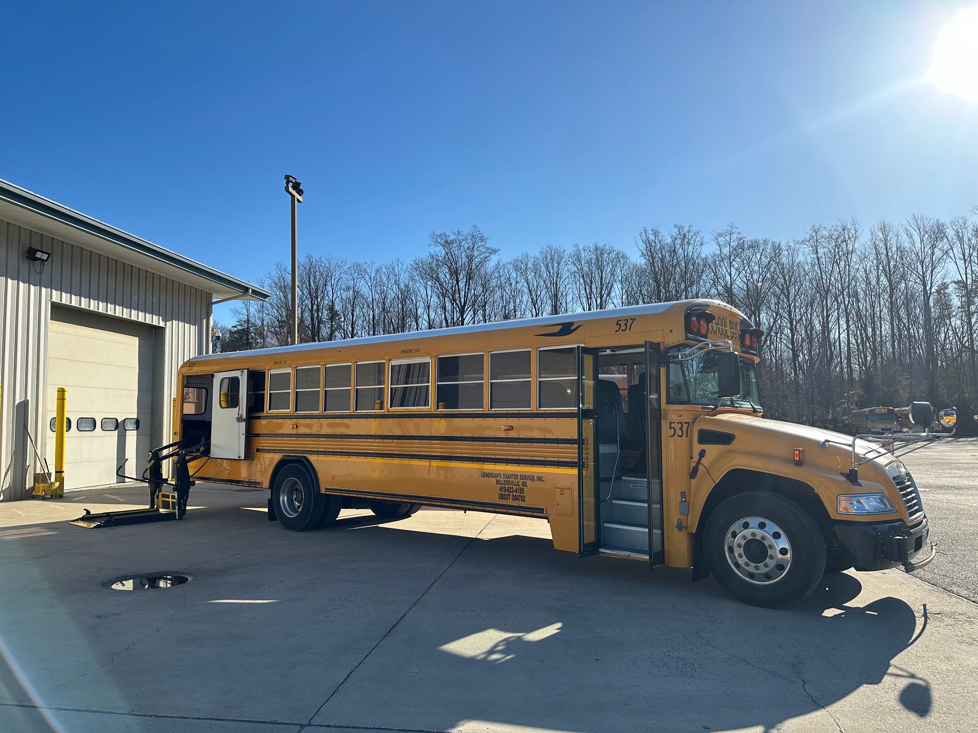 Wheelchair accessible bus — Three Yellow Buses	in Millersville, MD