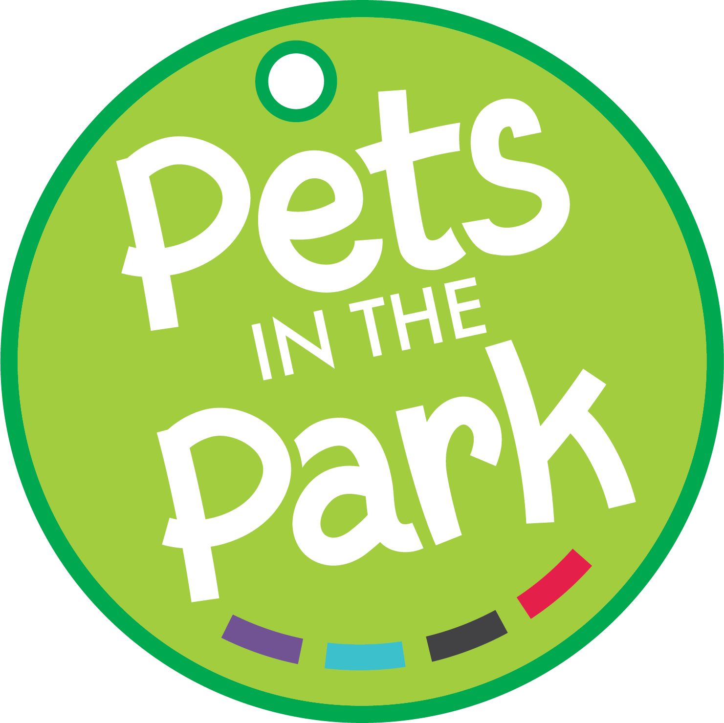 The logo for pets in the park is green and white