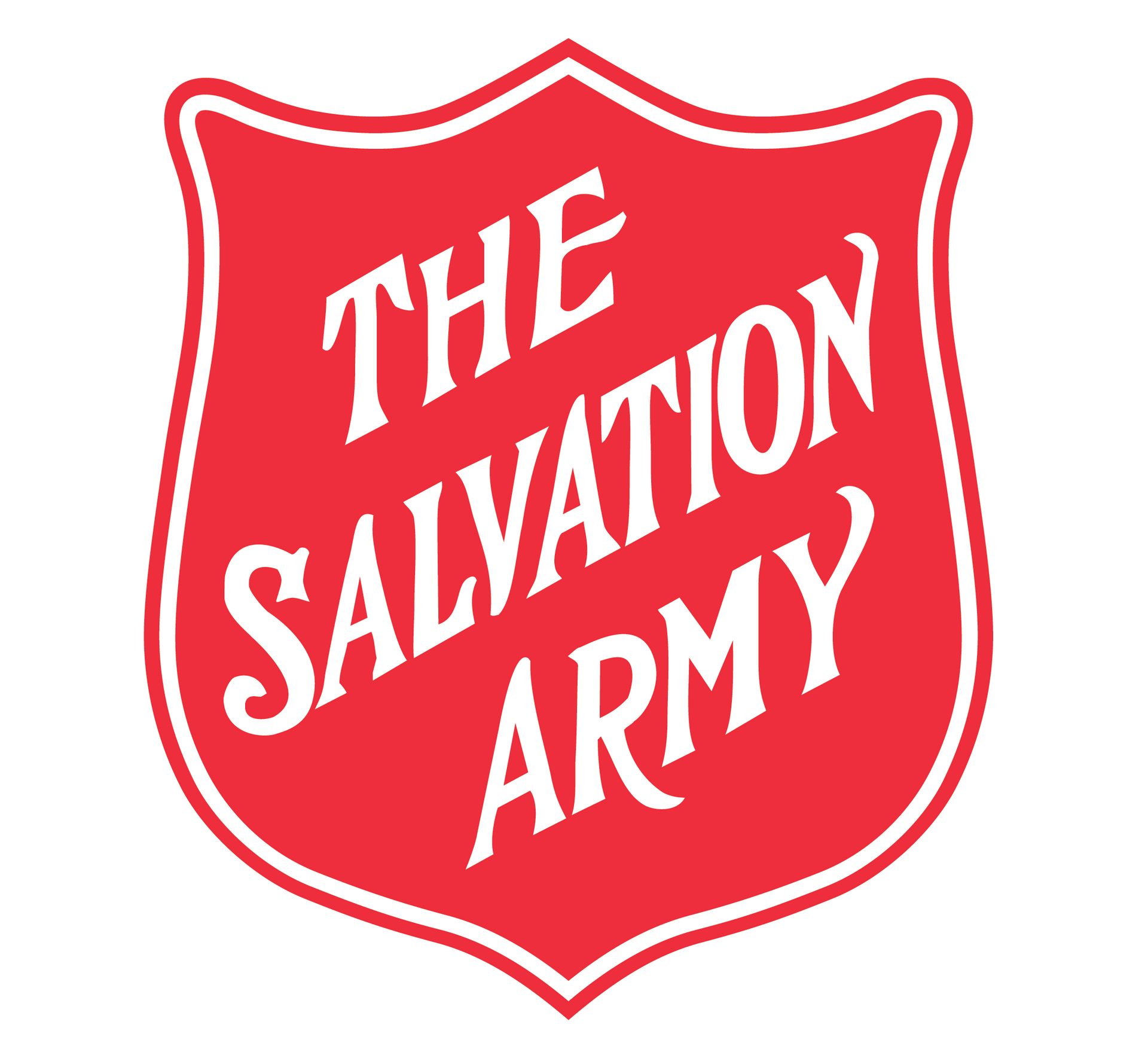 A red and white logo for the salvation army