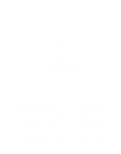 Logo for Echo Promotions. Black square with white "EP" inside, black "ECHO" text, and orange "PROMOTIONS" text.