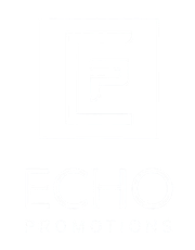 Logo for Echo Promotions. Black square with white "EP" inside, black "ECHO" text, and orange "PROMOTIONS" text.