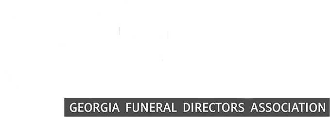 the logo for the georgia funeral directors association is on a white background .