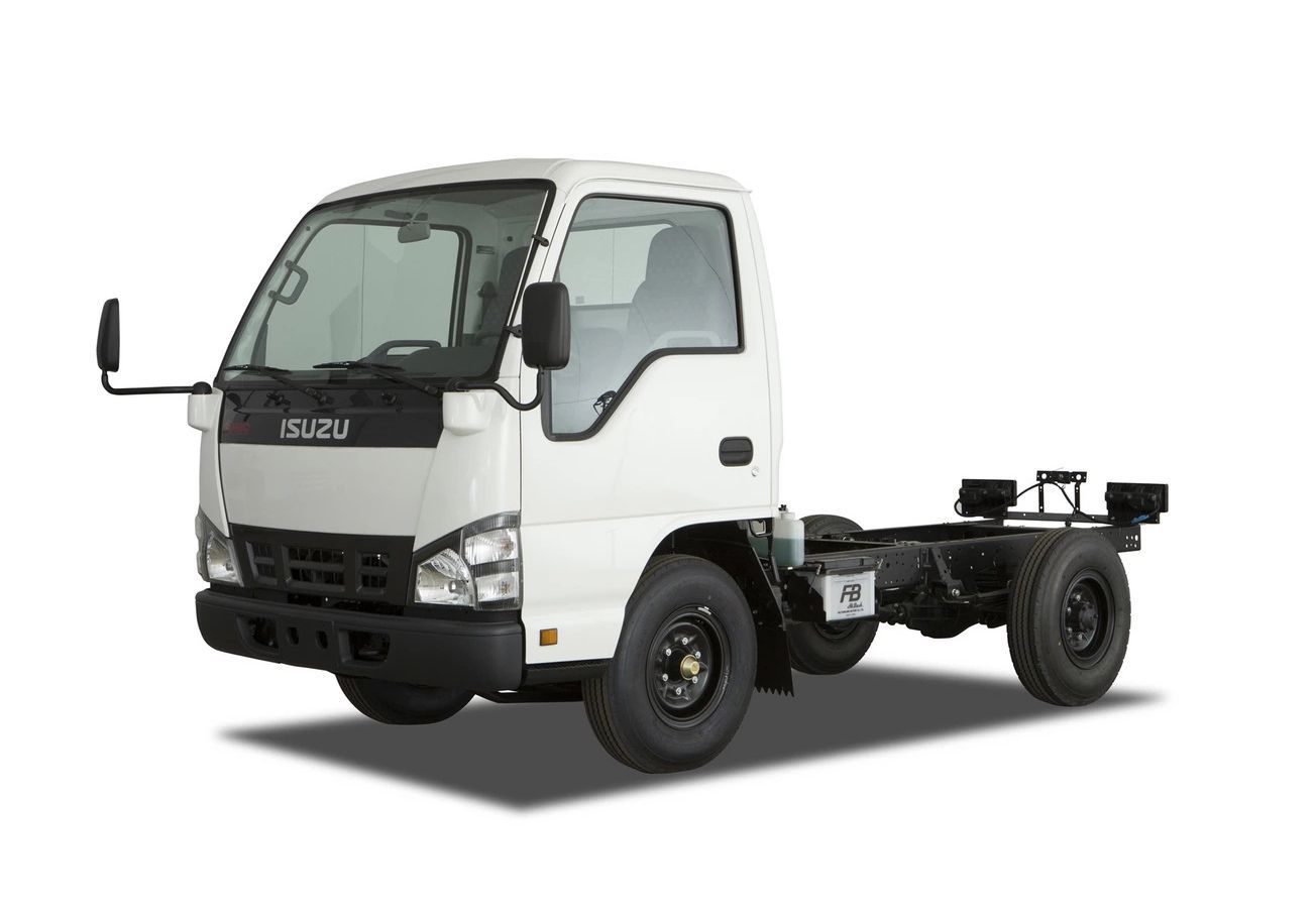 A white isuzu truck is shown on a white background.