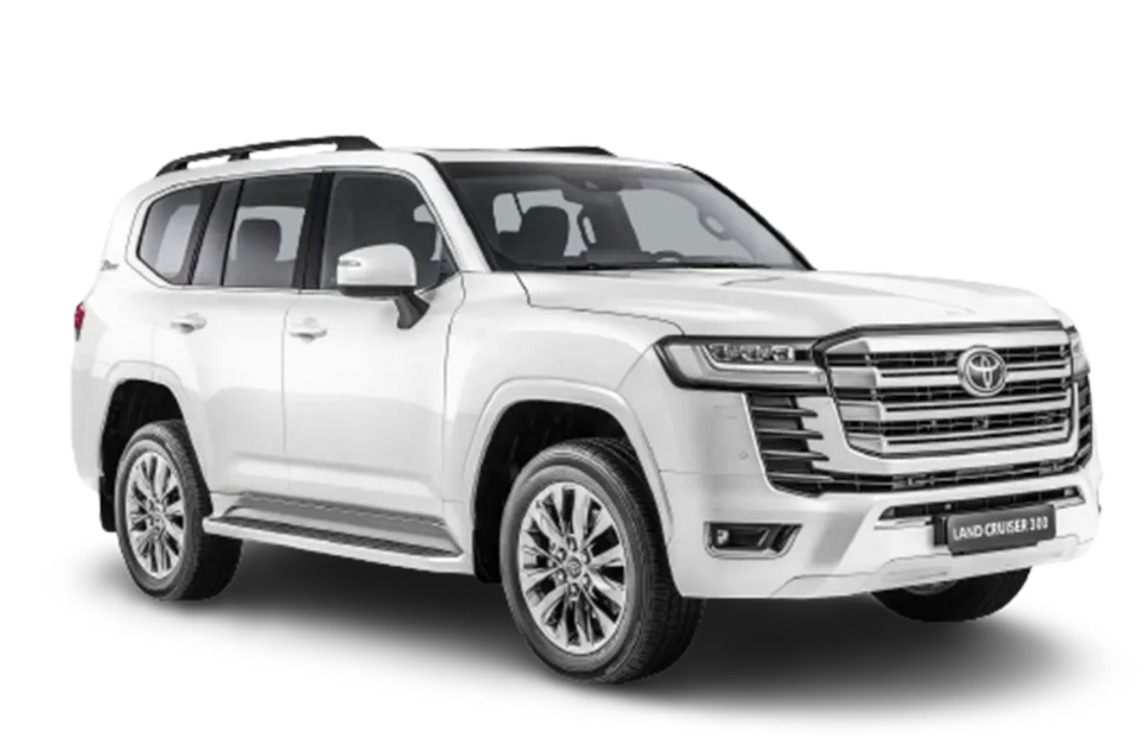 A white toyota land cruiser is shown on a white background.