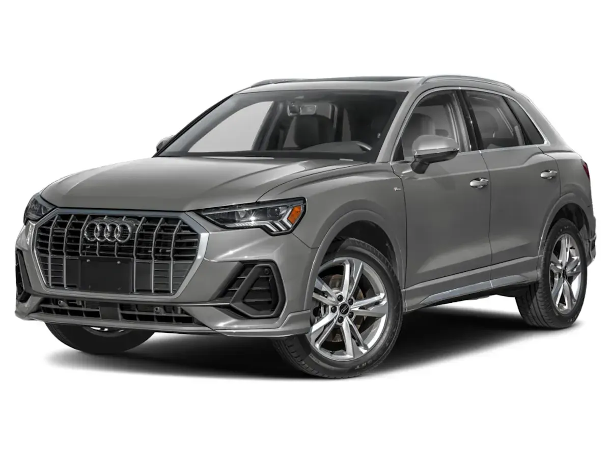A gray audi q3 is shown on a white background.