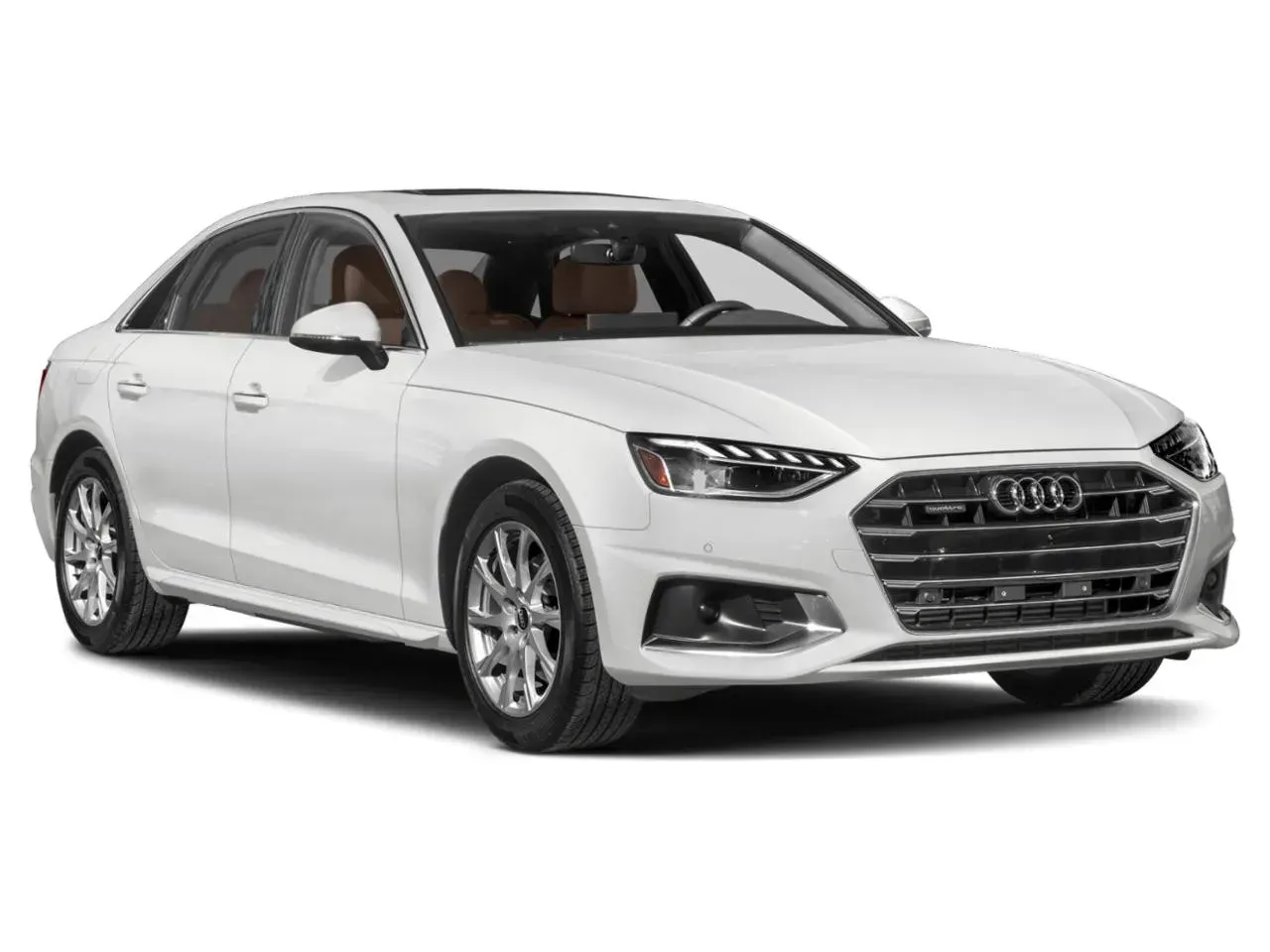 A white audi a4 is shown on a white background.