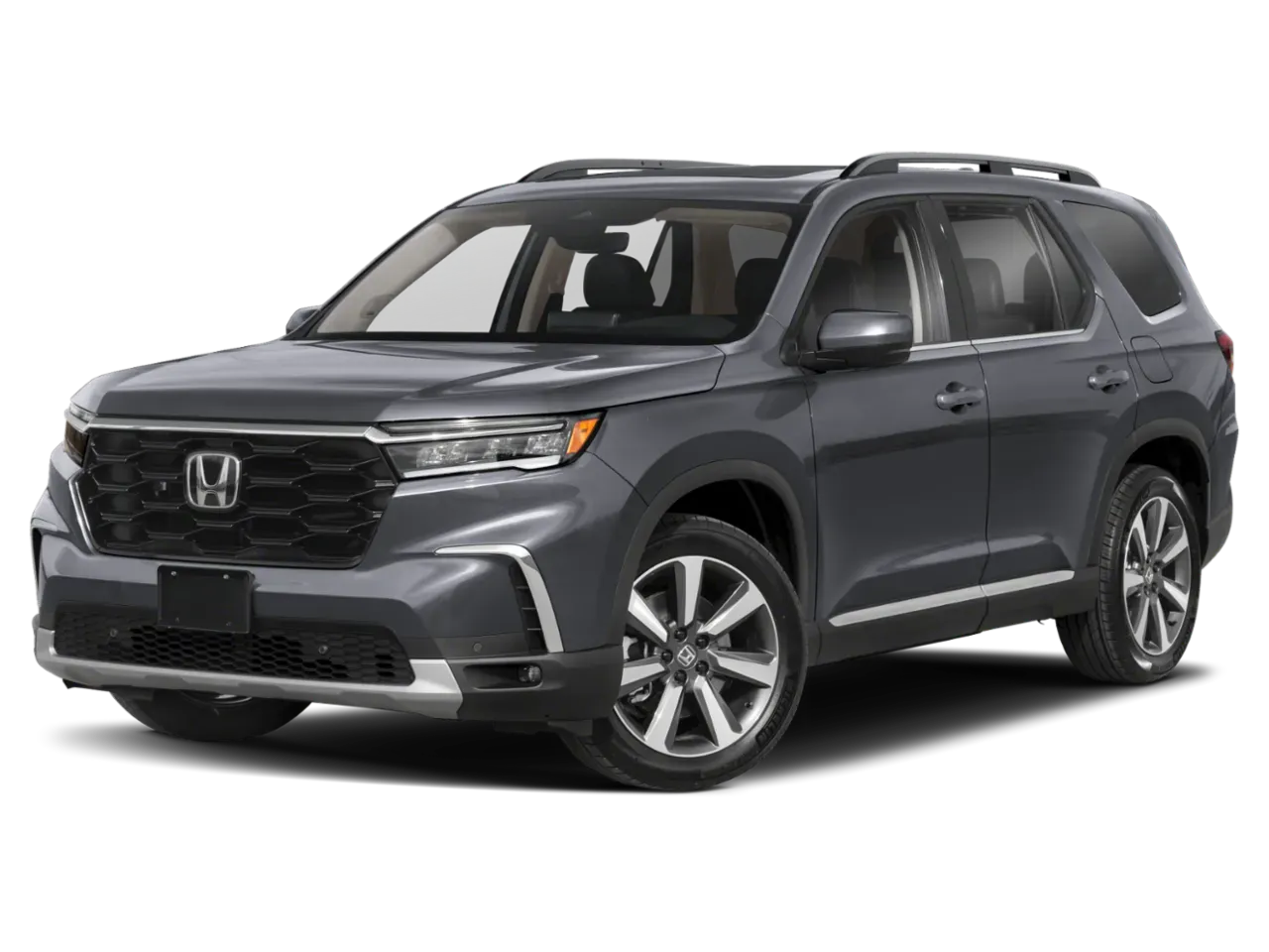 A gray honda pilot is shown on a white background.