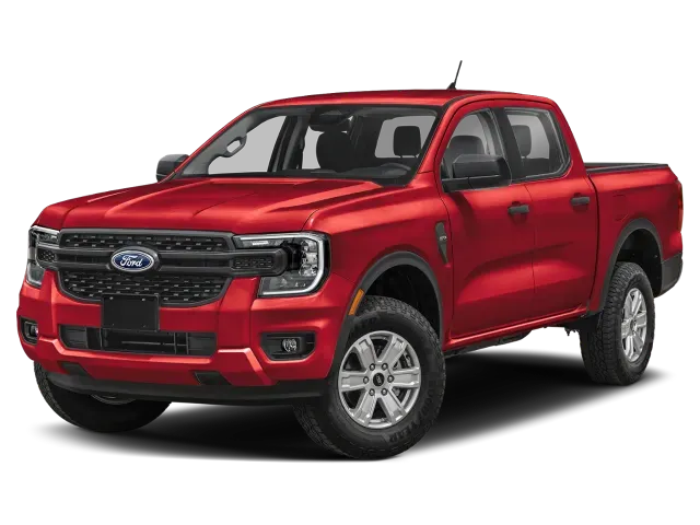 A red ford ranger truck is shown on a white background.