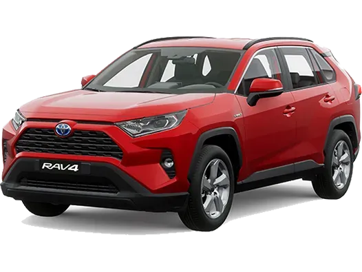 A red toyota rav4 is shown on a white background.