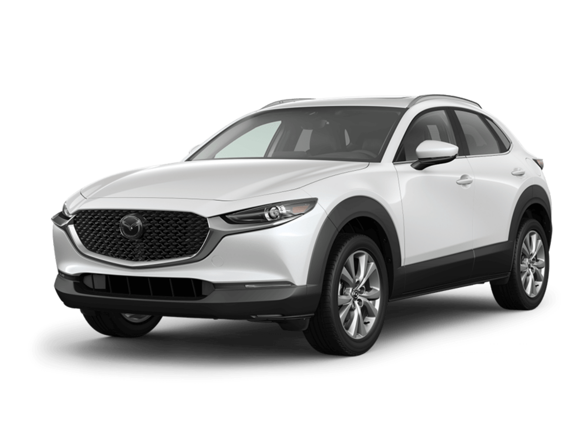 A white mazda cx-30 is shown on a white background.