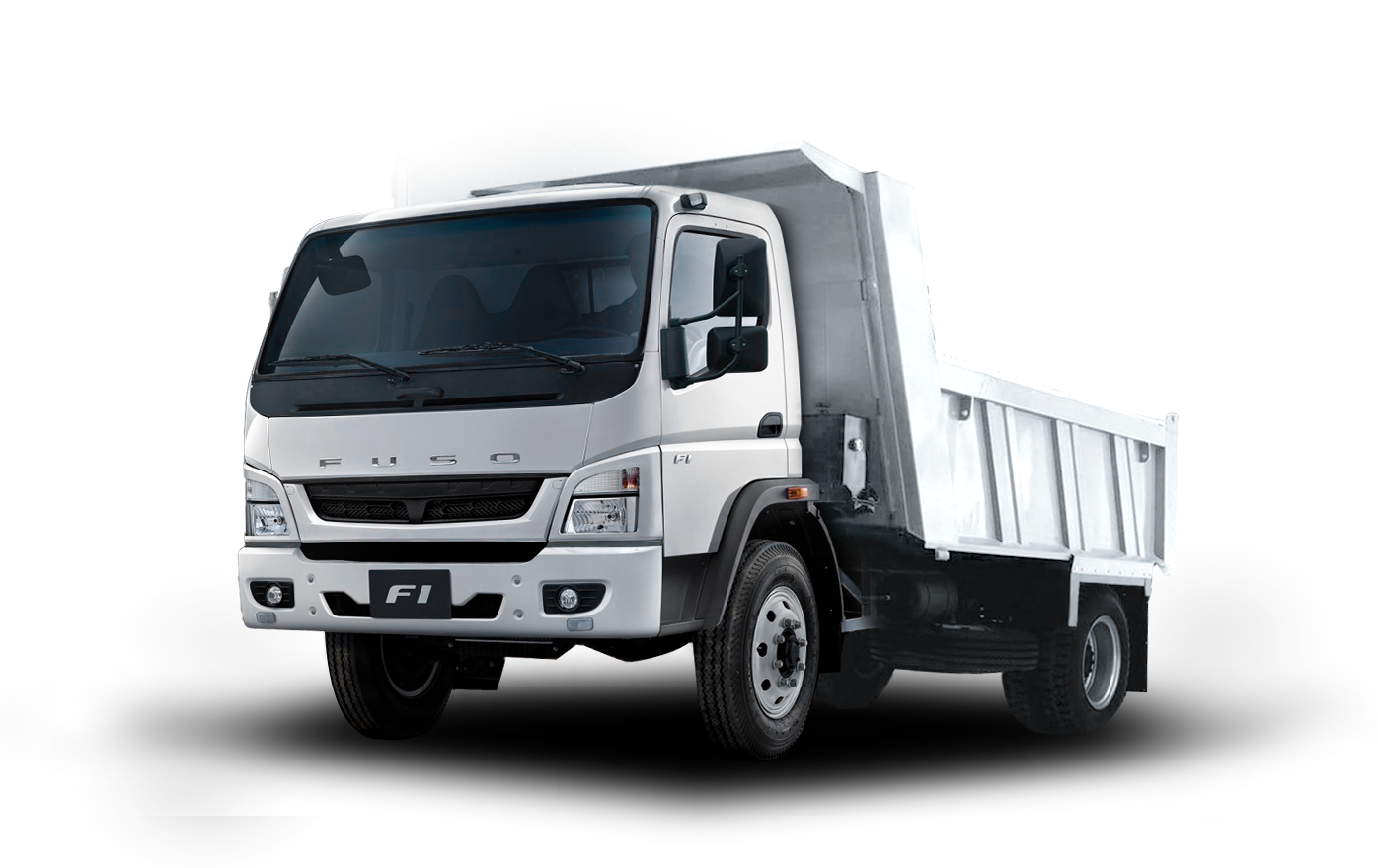 A white dump truck is shown on a white background.