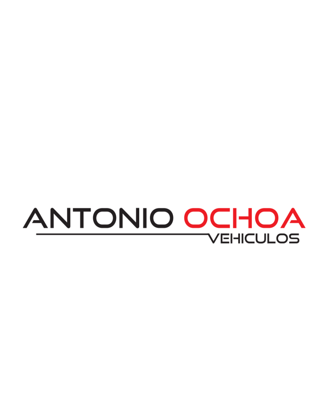 The logo for antonio ochoa vehiculos is red and black.