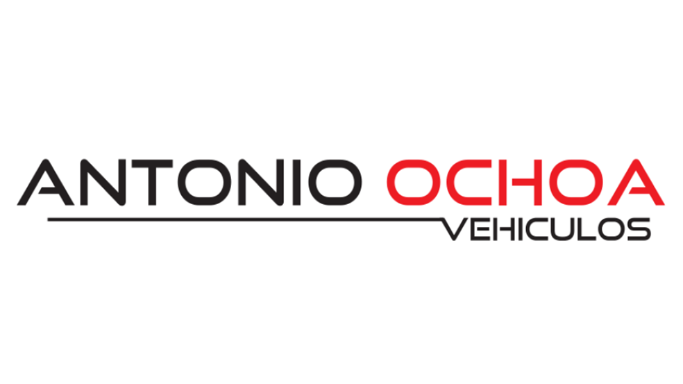 The logo for antonio ochoa vehiculos is red and black.