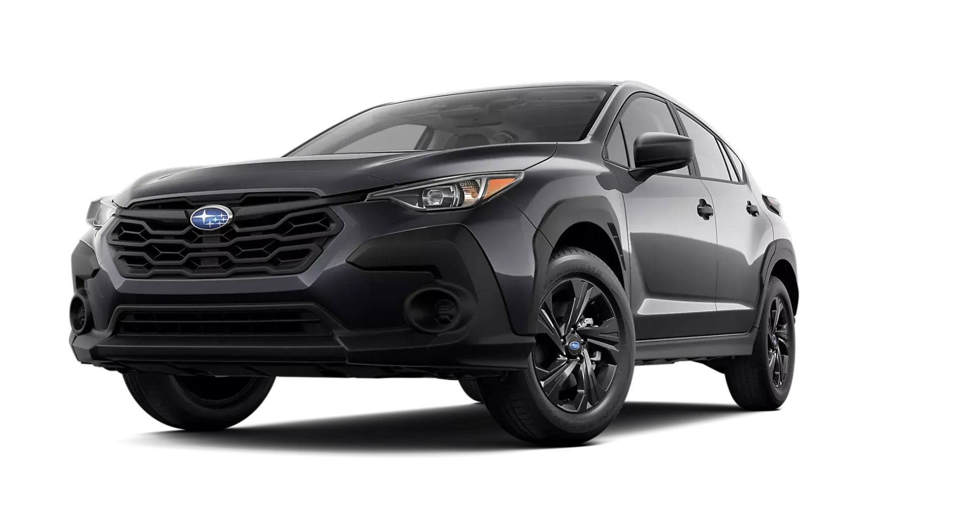 A black subaru outback is shown on a white background.