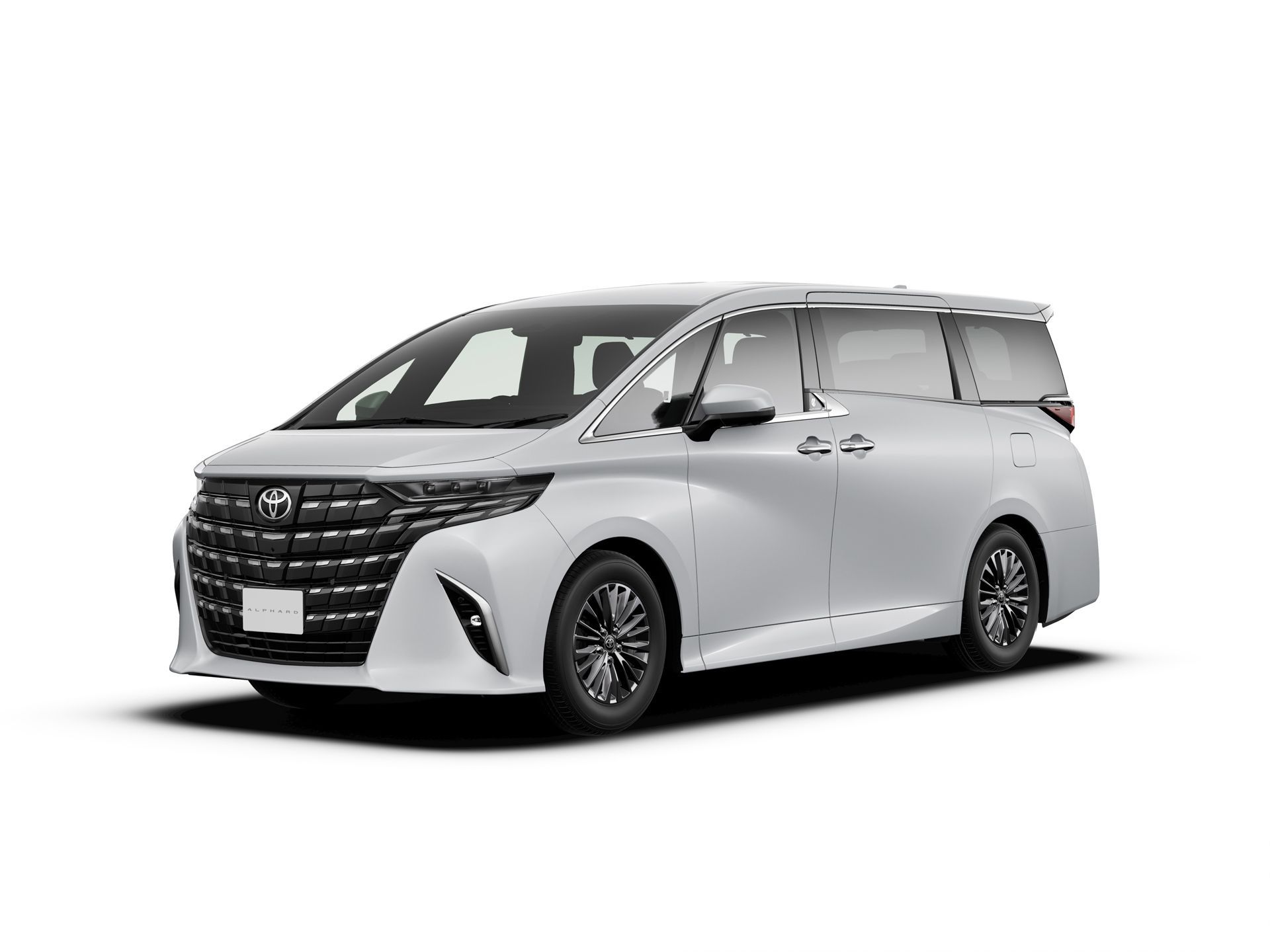 A white minivan is shown on a white background.