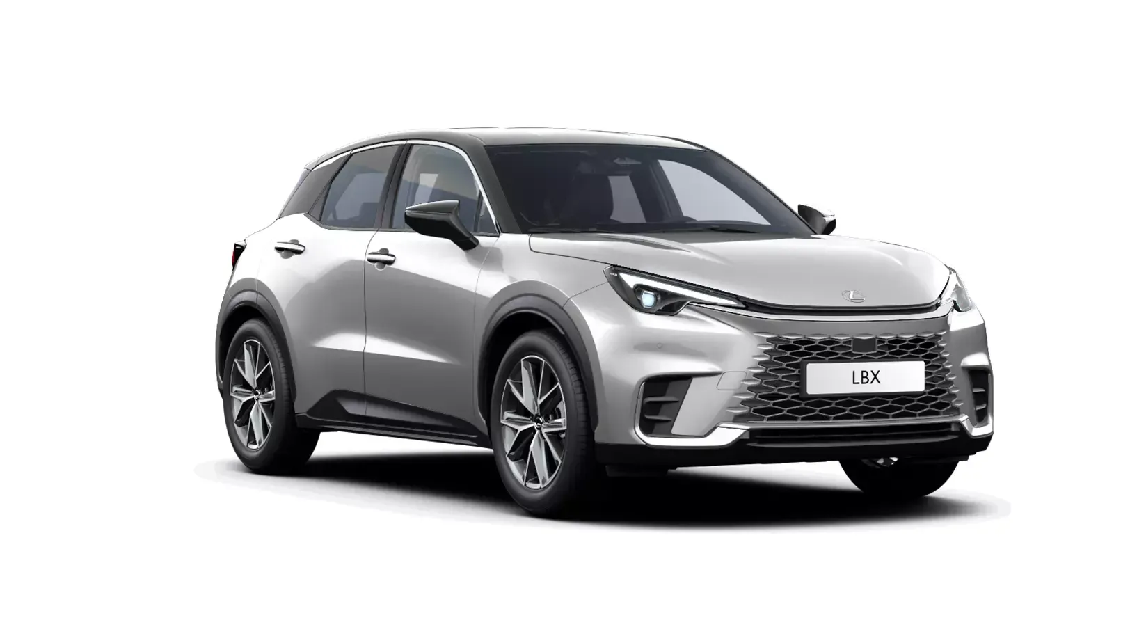 A silver car is shown on a white background.
