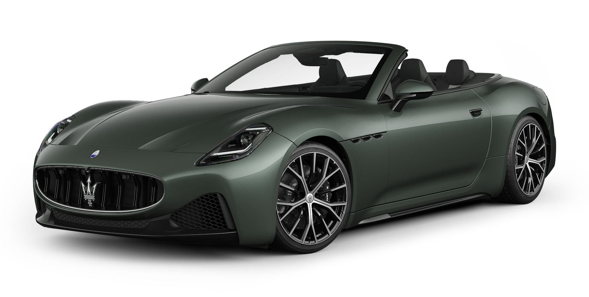 A maserati granturismo convertible is shown on a white background.