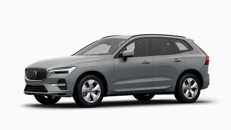 A gray volvo xc60 is shown on a white background.
