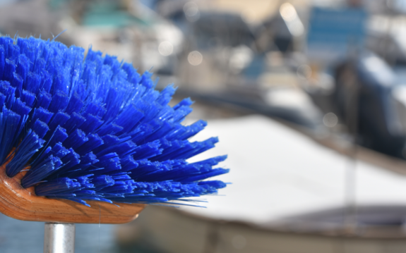 head of a deck scrub brush used for cleaning and washing boats