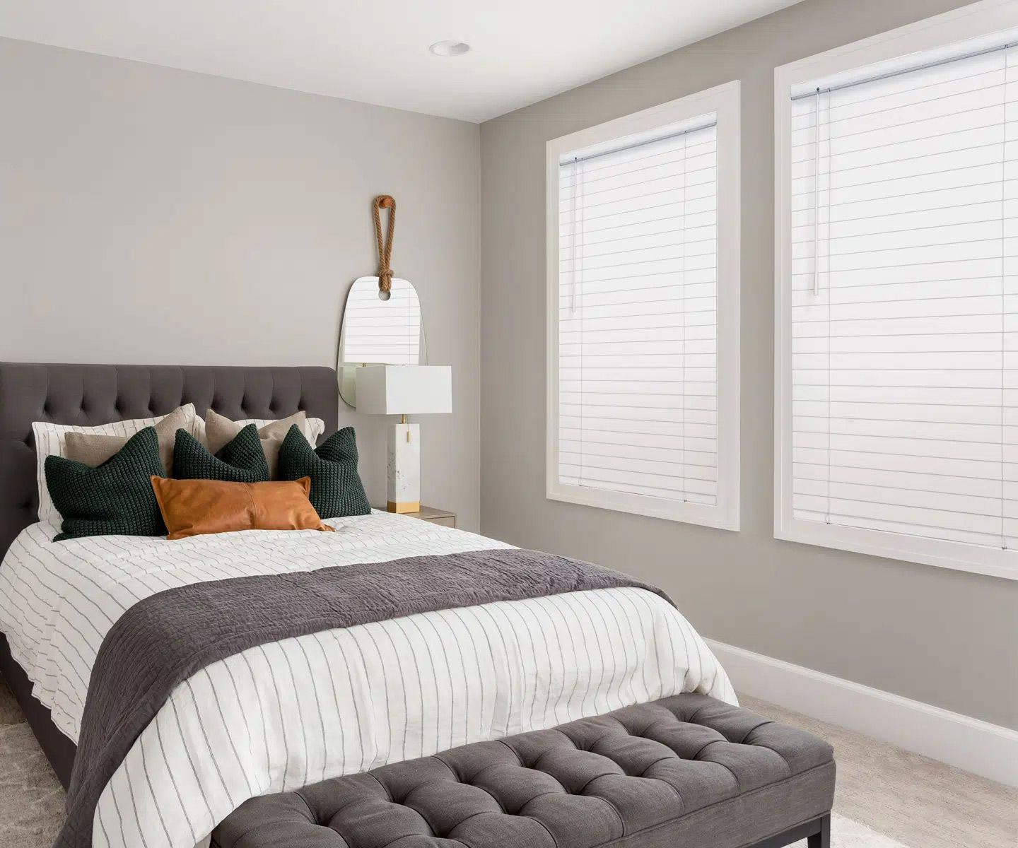 Bedroom with Wide Bed and Window Blinds