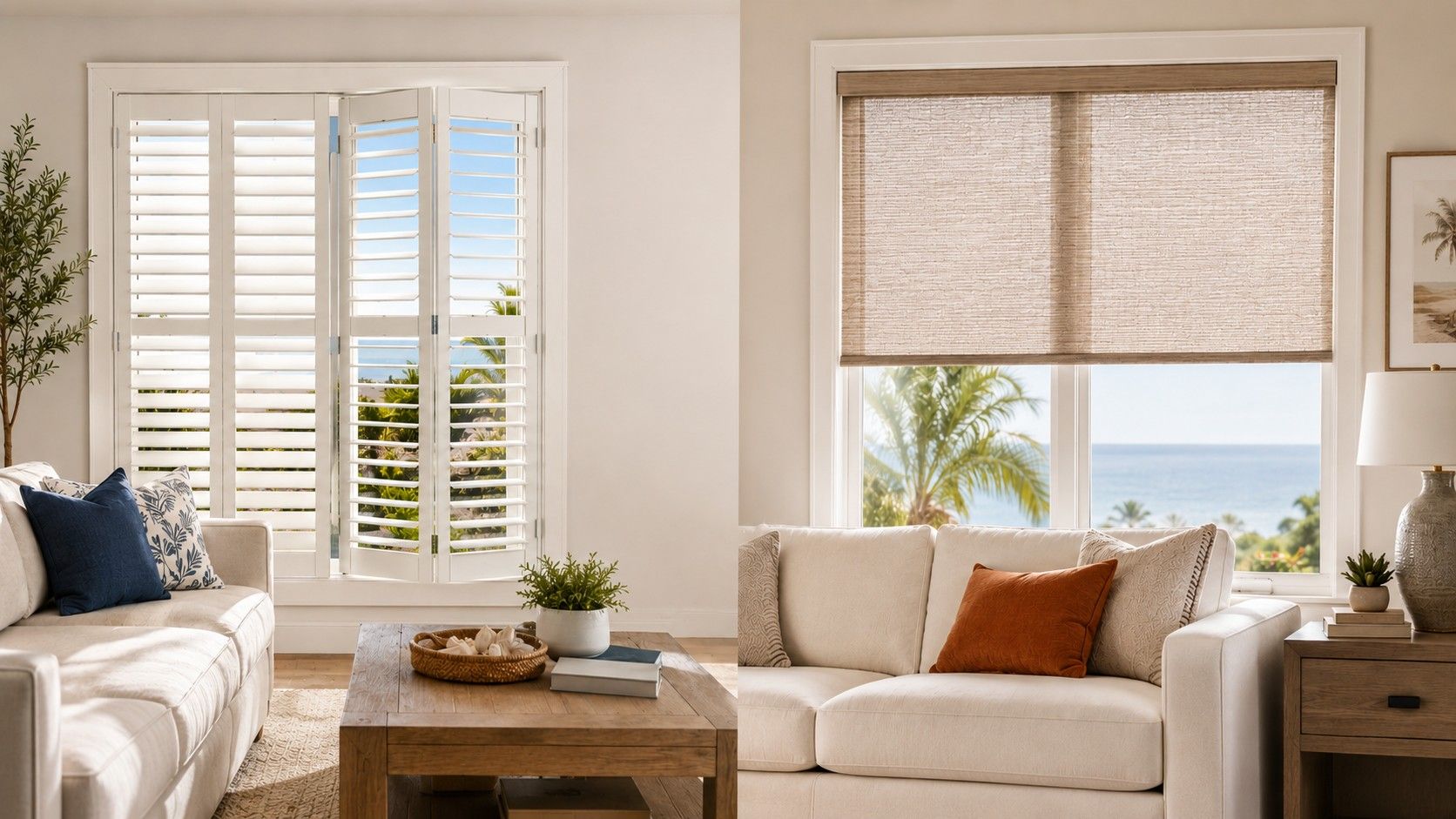 Plantation shutters vs roller shades comparison for Boca Raton FL homes