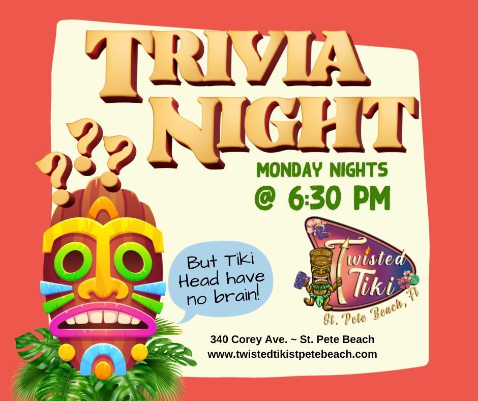 Twisted Tiki St. Pete Beach Trivia Night Mondays