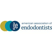 Logo of American Association of Endodontists; circles in gold, teal, and navy with white text.