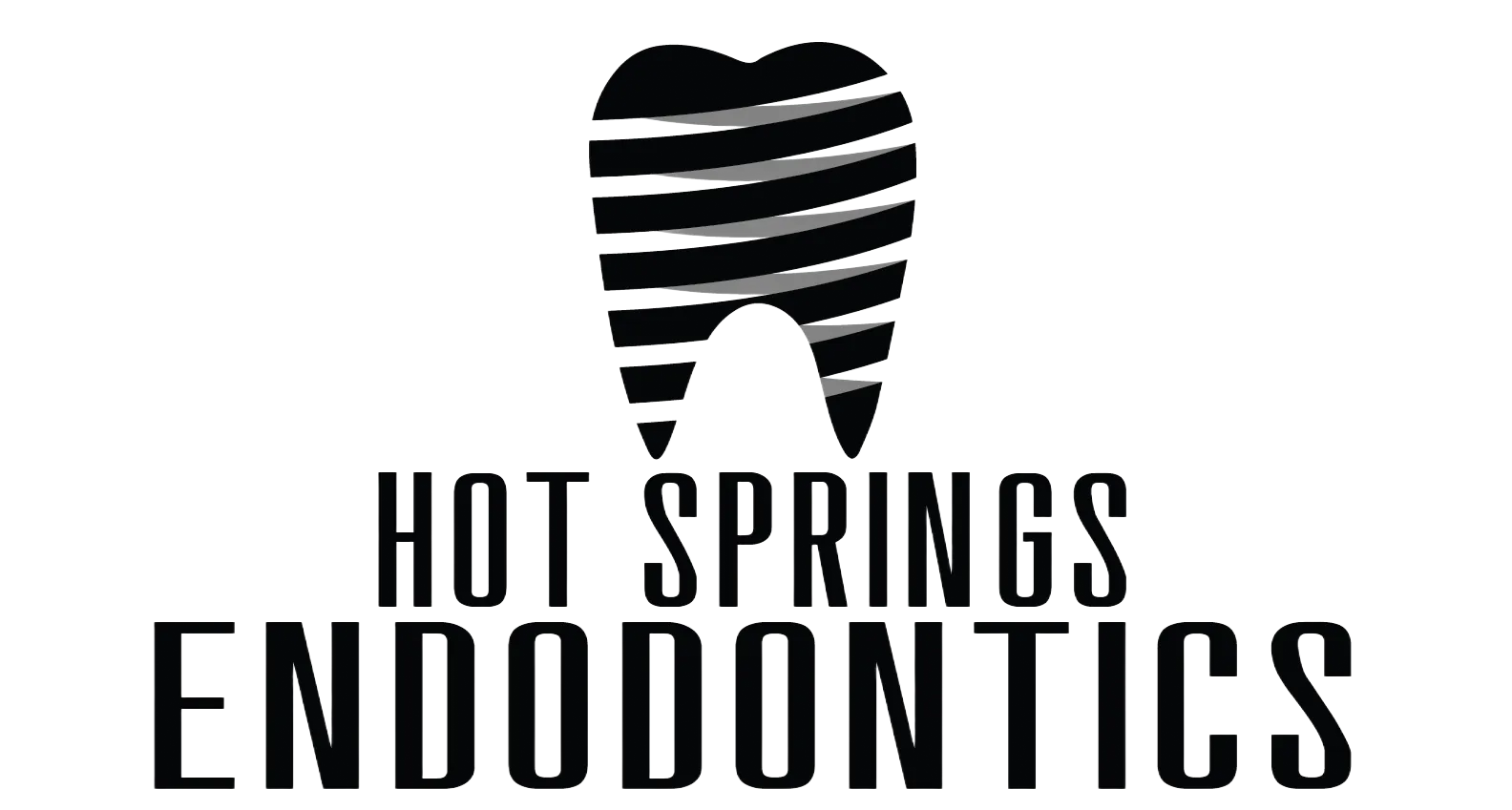Logo for Hot Springs Endodontics: Tooth graphic, light blue text on white.