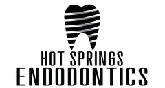 Logo for Hot Springs Endodontics: Tooth graphic, light blue text on white.