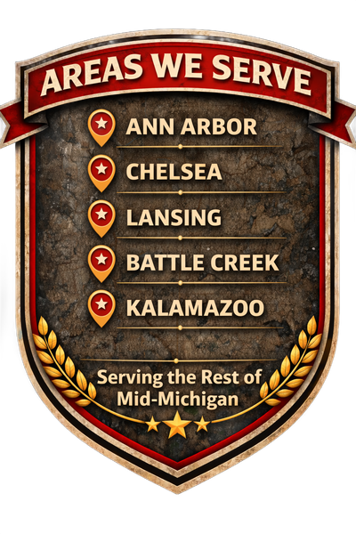 Areas served: Ann Arbor, Lansing, Battle Creek, Kalamazoo, Chelsea, and Mid-Michigan.