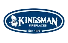 Kingsman Fireplaces logo: knight's helmet graphic, blue oval, white text, "KINGSMAN FIREPLACES", "Est. 1976."