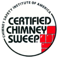 Certified Chimney Sweep logo with a brick chimney and the Chimney Safety Institute of America text.