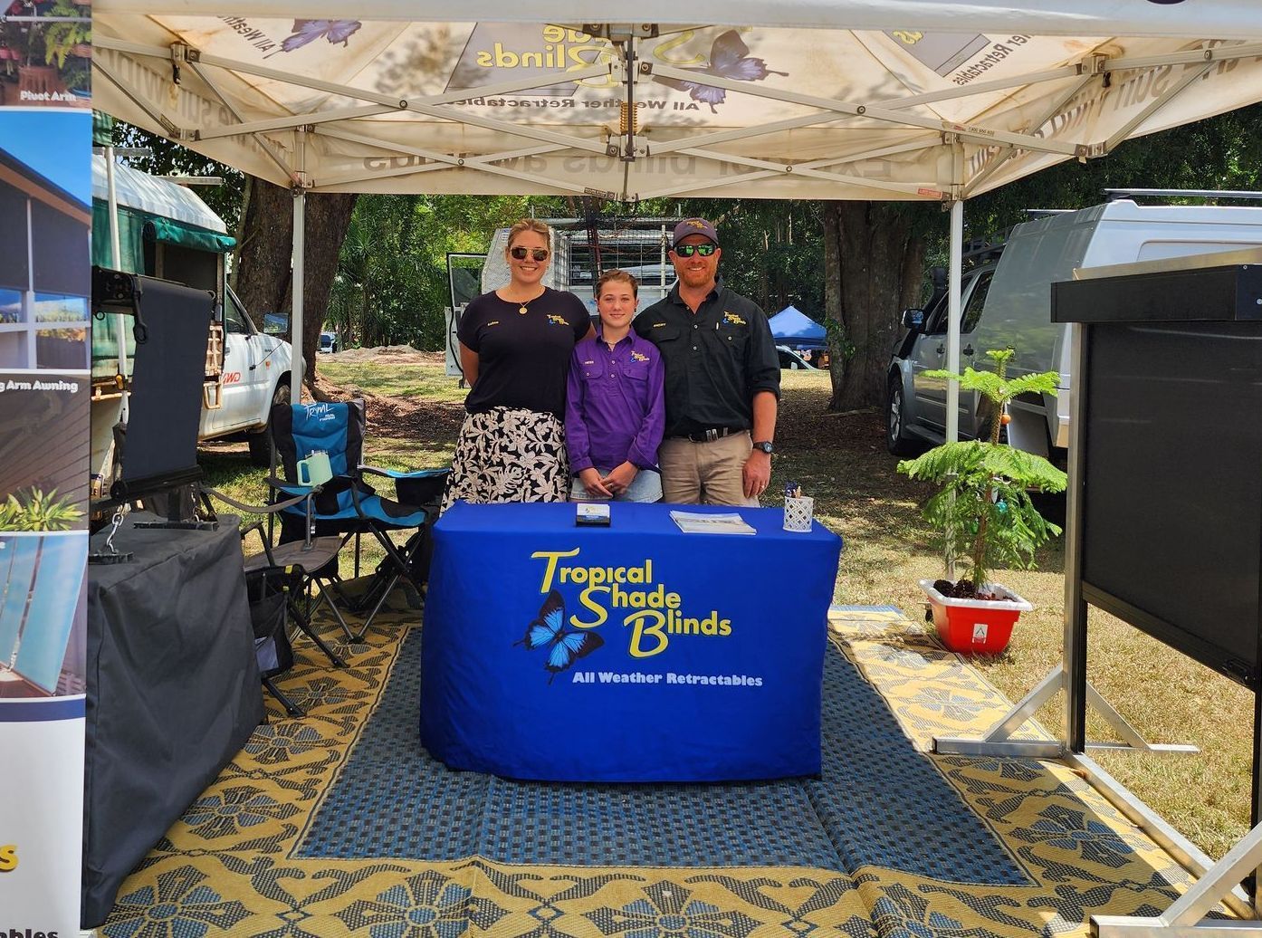 The Tropical Shade Blinds Team At A Market in Yungaburra — Tropical Shade Blinds in Brinsmead, QLD