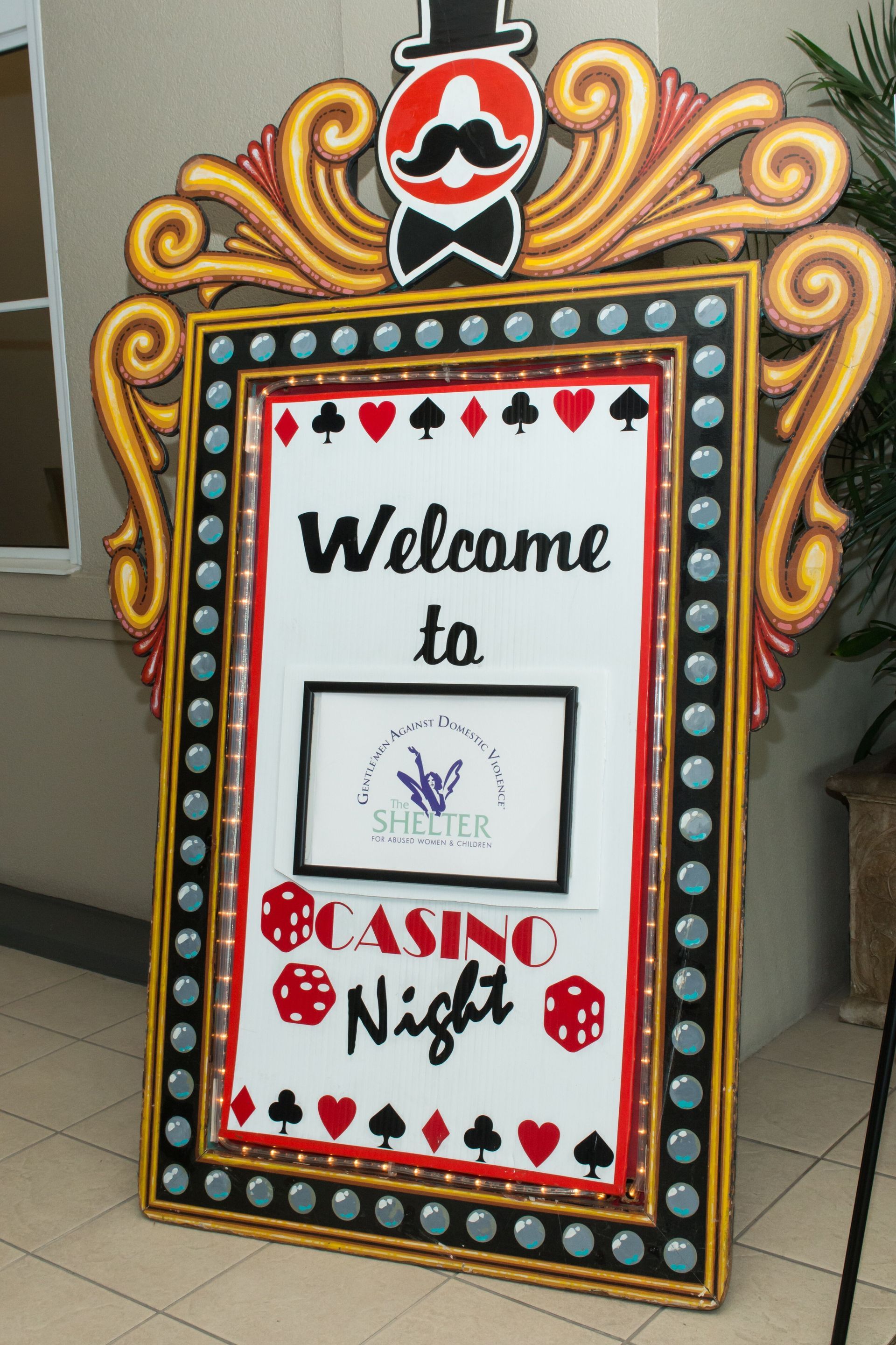 Casino party welcome marquee sign 
