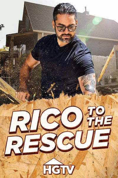 Rico is standing in front of a house on a poster for Rico to the Rescue.