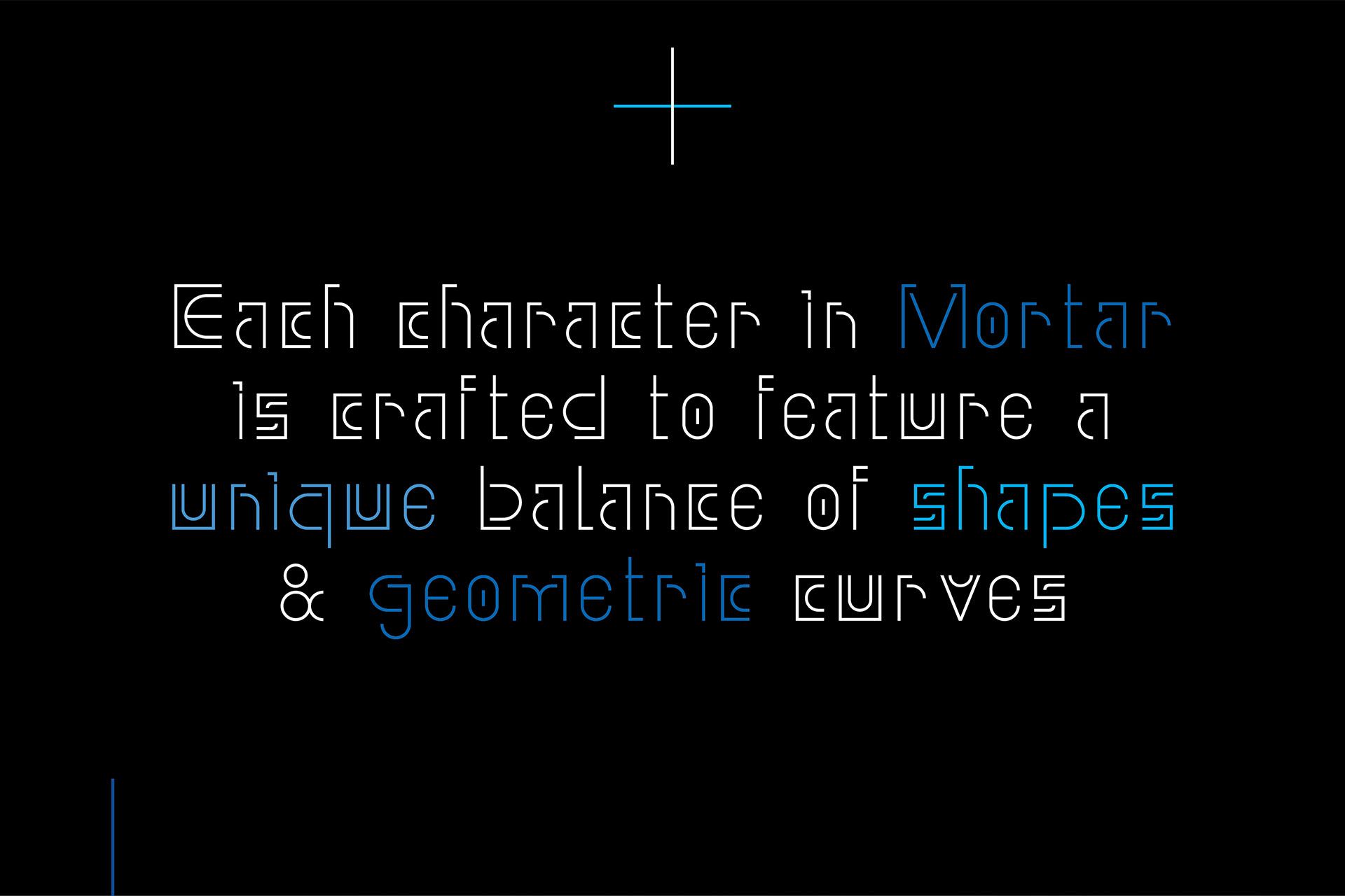 Each character in Mortar is crafted to feature a unique balance of shapes , geometric curves.