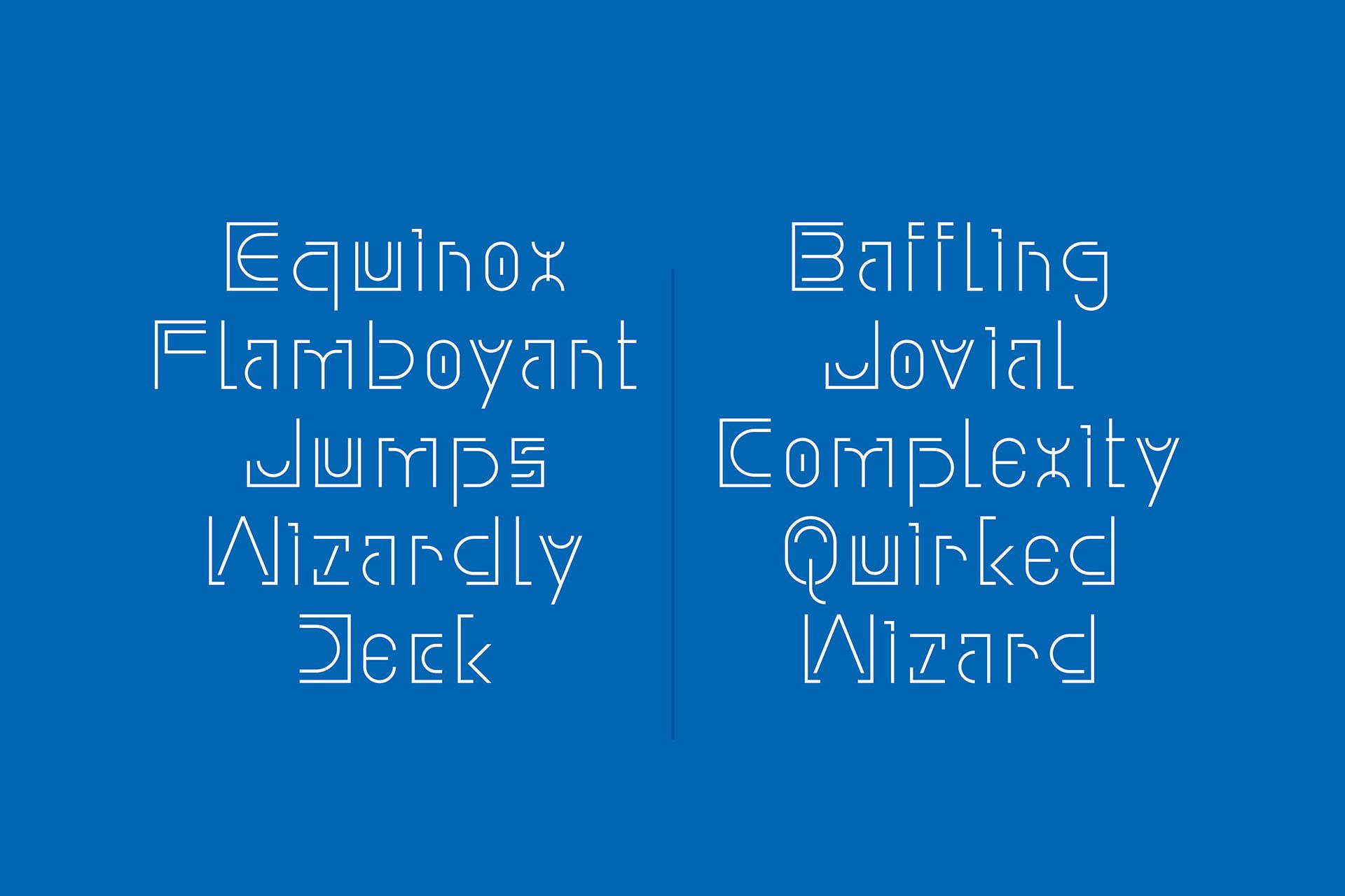 A blue background with white text that says equinox flamboyant jumps wizardly deck and baffling jovial complexity quirked wizard
