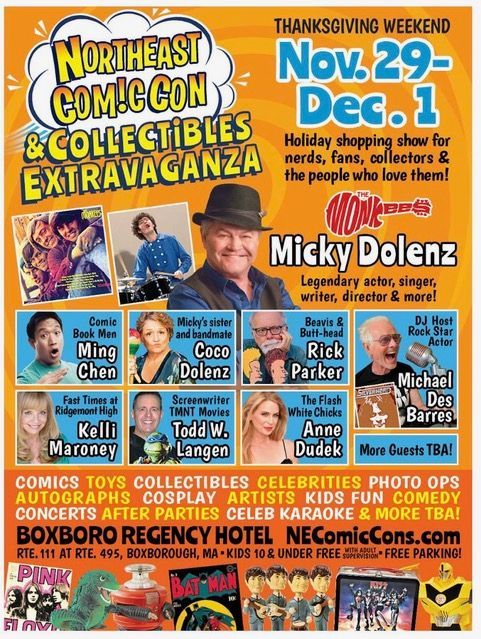 A poster for the northeast comic con and collectibles extravaganza