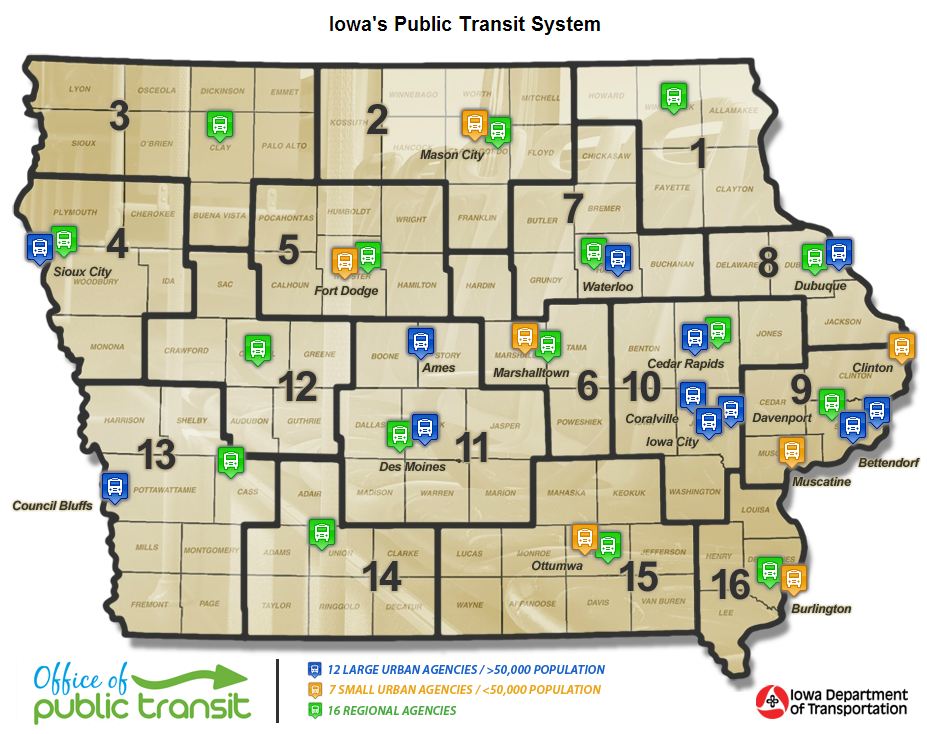 Iowa's Public Transit System Map