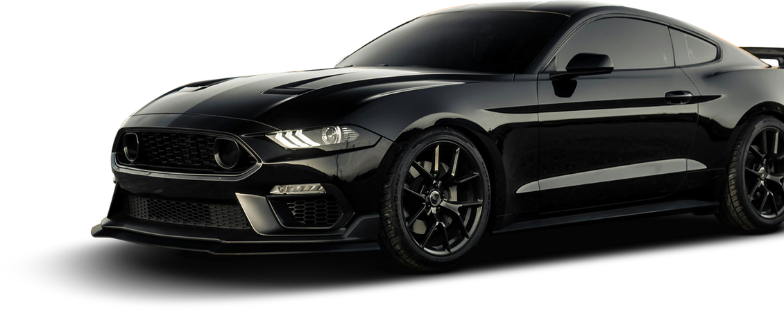 Black Ford Mustang sports car.