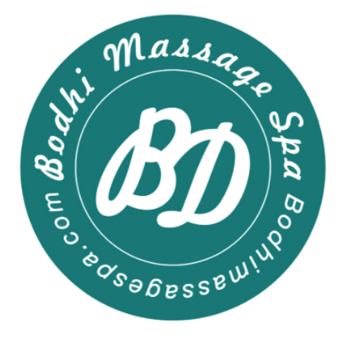 A logo for bodhi massage spa with the letter bd in the center
