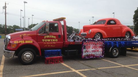 Flatbed Towing — Towing Truck With Design 4th Of July in East Longmeadow, MA