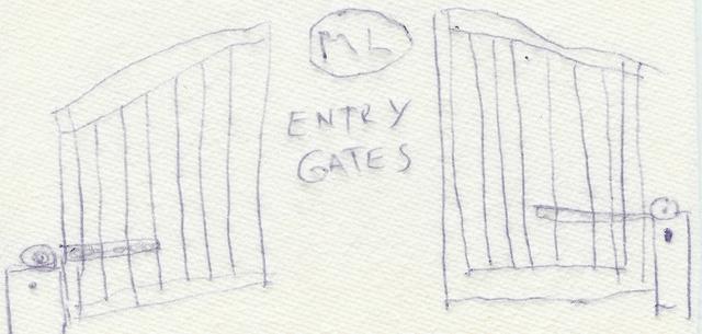Image of hand drawn layout of customers entry gate design.