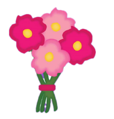 A bunch of pink flowers with yellow centers on a white background A bunch of pink flowers with yellow centers on a white background
