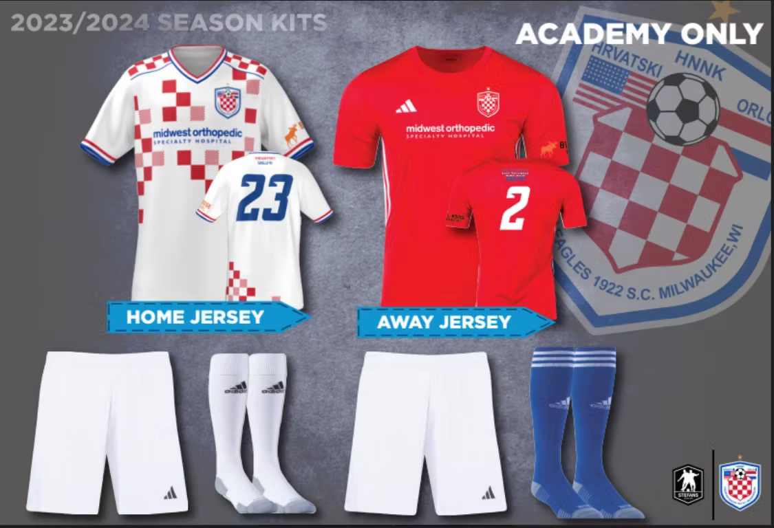 Croatian Eagles Soccer Club academy kits