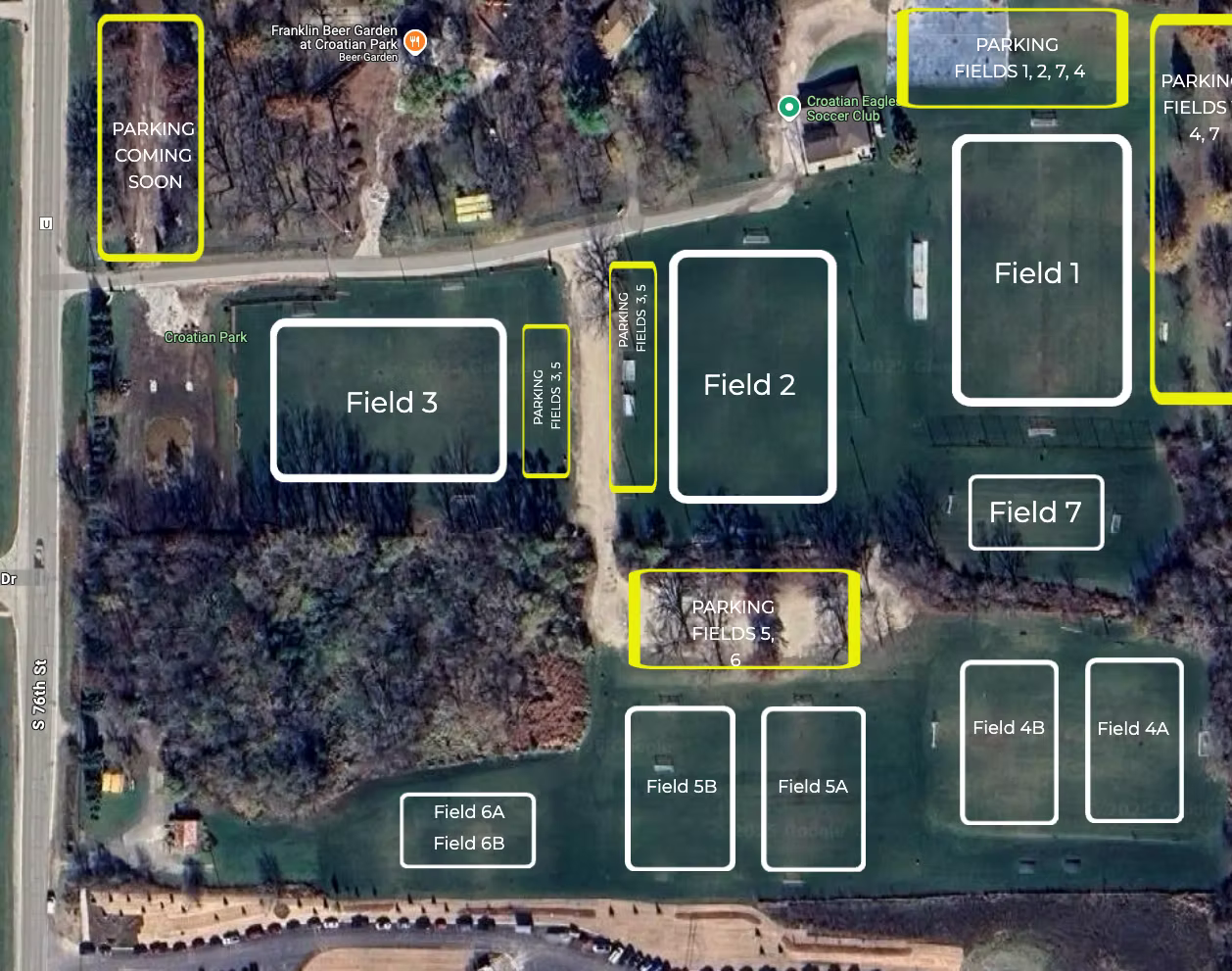 Map for Croatian Eagles Soccer Club fields