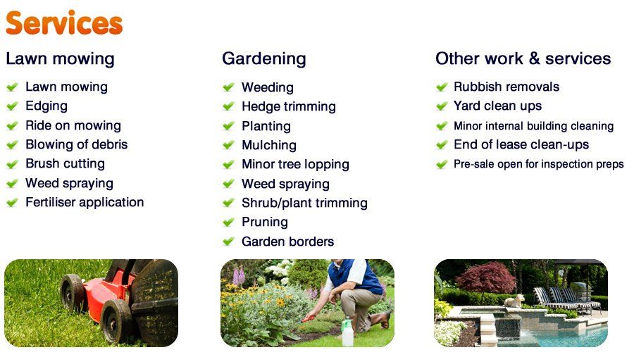 Lawn mowing, gardening and other work services