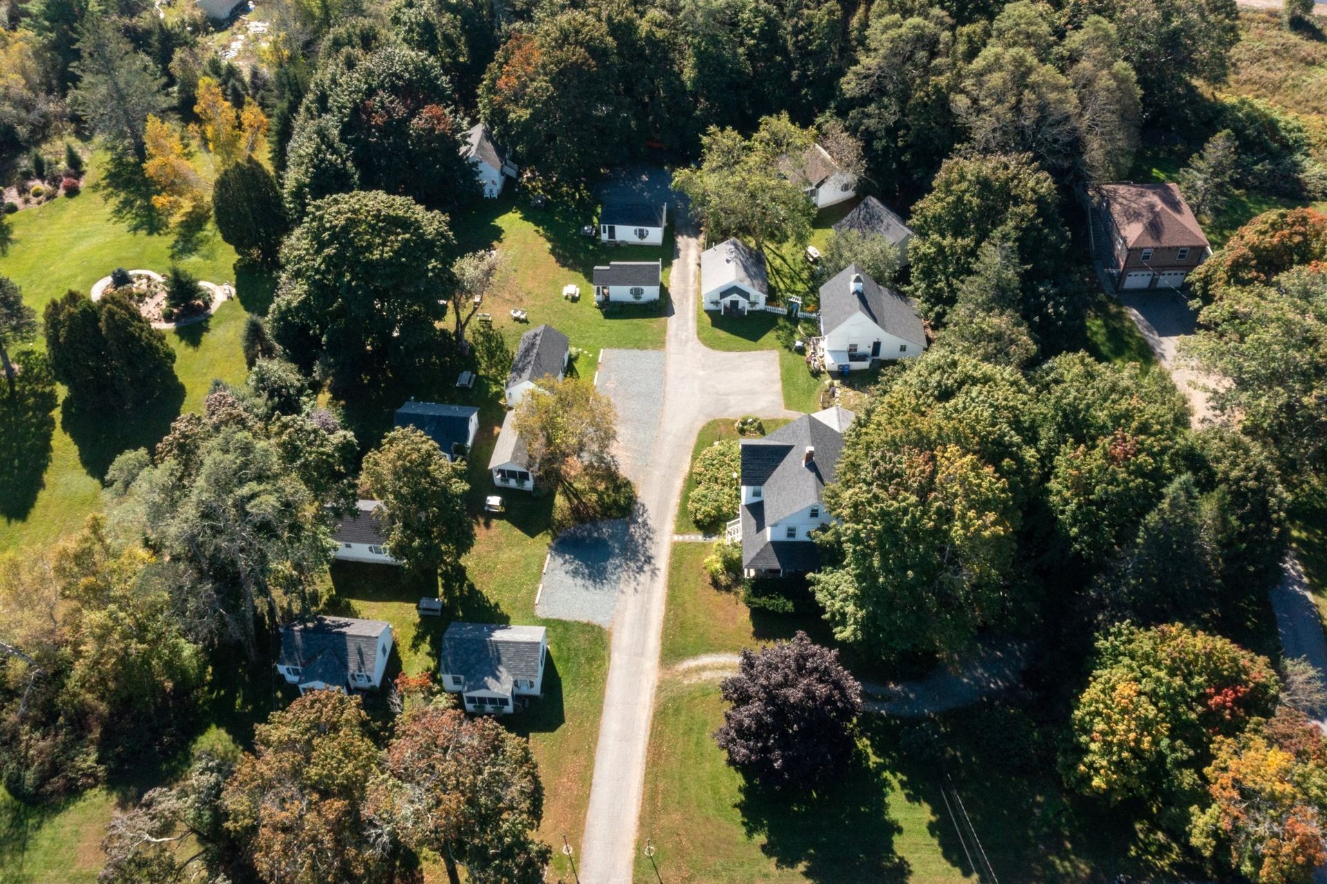 An aerial view of Bar Harbor Cottages & Suites.